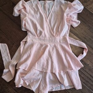 Women’s Pink Ruffle Wrap-Style Top